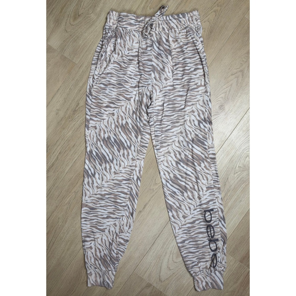 Bebe Womens Zebra Print Logo Drawstring Joggers Lounge Pants